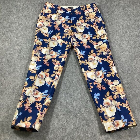 J. Crew Collection Silk Antique Floral Poppy Shantung Trouser Pants Size 4 - Picture 3 of 13